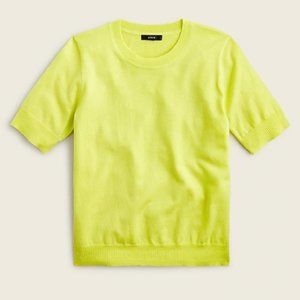 J crew short sleeve silk blend sweater small lemon sorbet